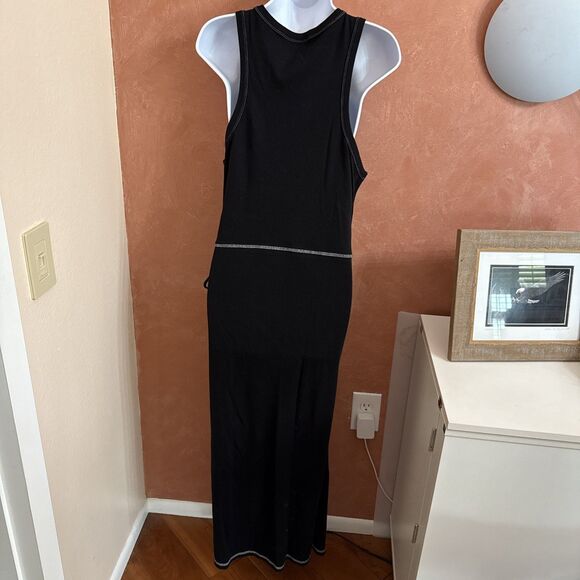 OSOS Design Maxi Dress Sz US12. Black Sleeveless Summer Boho Cotton Stretch - Picture 6 of 12